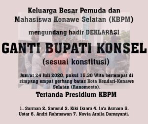 Deklarasi Ganti Bupati Konsel Bakal “Dinyanyikan” KBPM