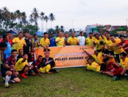 Laga Persahabatan Kamtibmas Polres Konut, FC Molawe Putra Tahan Imbang Bhayangkara Putra 2-2