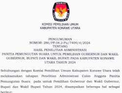 KPU Konawe Utara Umumkan Hasil Seleksi Administrasi PPS