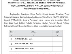 Berikut Tiga Nama Lolos Seleksi Calon Sekda Konut Definitif