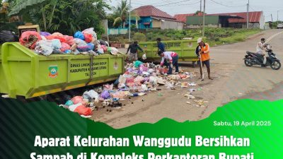 Aparat Kelurahan Wanggudu Bersihkan Sampah di Kompleks Perkantoran Bupati