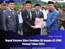 Bupati Konawe Utara Serahkan SK kepada 63 CPNS Formasi Tahun 2024