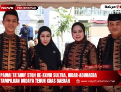 Pawai Ta’aruf STQH ke-XXVIII Sultra, Ikbar-Abuhaera Tampilkan Budaya Tenun Khas Daerah