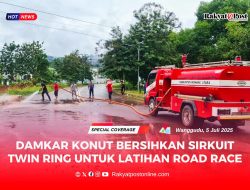 Damkar Konut Bersihkan Sirkuit Twin Ring untuk Latihan Road Race