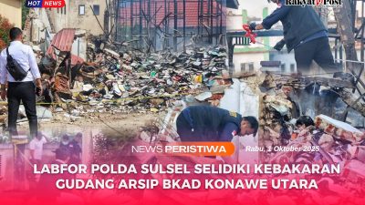 Labfor Polda Sulsel Selidiki Kebakaran Gudang Arsip BKAD Konawe Utara