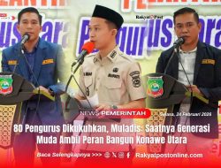 80 Pengurus Dikukuhkan, Muladis: Saatnya Generasi Muda Ambil Peran Bangun Konawe Utara