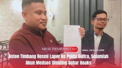 Anton Timbang Resmi Lapor ke Polda Sultra, Sejumlah Akun Medsos Dituding Sebar Hoaks