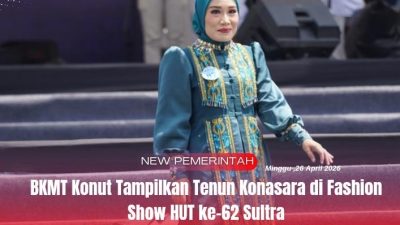 BKMT Konut Tampilkan Tenun Konasara di Fashion Show HUT ke-62 Sultra
