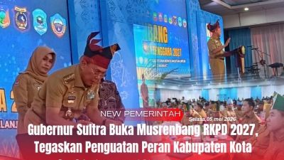 Gubernur Sultra Buka Musrenbang RKPD 2027, Tegaskan Penguatan Peran Kabupaten Kota