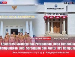 Kolaborasi Swadaya dan Perusahaan, Desa Tambakua Rampungkan Balai Serbaguna dan Kantor BPD Rampung